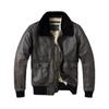 Chinese Size G1 Flight Jacket Men Leather Jacket Vintage Gray Quilted Natural Cowhide Fur