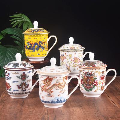 Tybetański retro kubek ceramiczny kubek z pokrywką kubek z kości kostnej kubek do biura kubek na spotkanie kubek na wodę filiżanka do herbaty kubek kubek komercyjny
