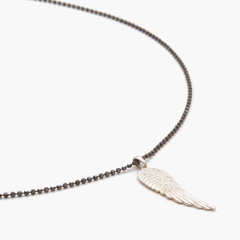 J.Lauren 07N0650 Winged Black Ball Chain Silver Long Necklace [30301536]