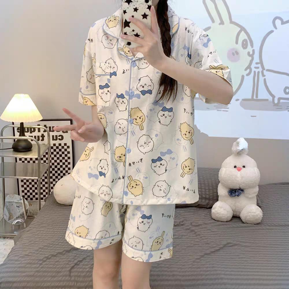 

Jiikawa Wusachi Pajamas Women s Spring Summer Cotton Short Sleeve Student Loose Large Size Summer Small Hachi Loungewear M
