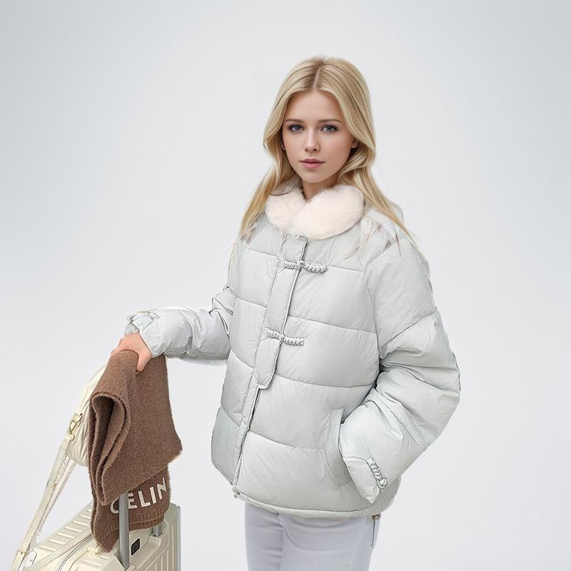 GMXIA Damen Vintage Casual Solid Color Print Herbst Winter Langarm POLO Neck Jacken & Mäntel