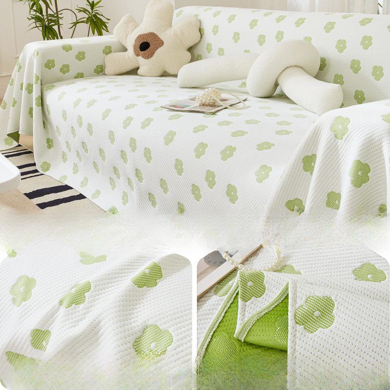 Summer Ice Silk Sofa Cover Cloth Full Covered Cool Feeling Sofa Cover All-Inclusive Universal Cover Lazy Integrated Blanket Cover Towel