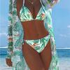 Costume da bagno intero a tre pezzi 1011 con copricostume protettivo solare, set alla moda da spiaggia a tre pezzi