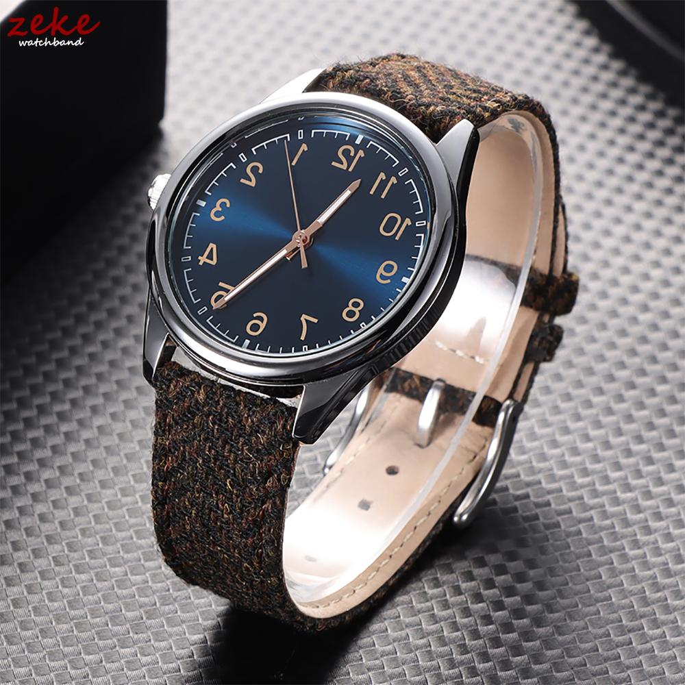 18/20/22mm Schnellverschlussarmband Echtes Leder Nylon Uhrenarmband Vintage Tweed-Webart Armband für Herren Damen Universelles Armband