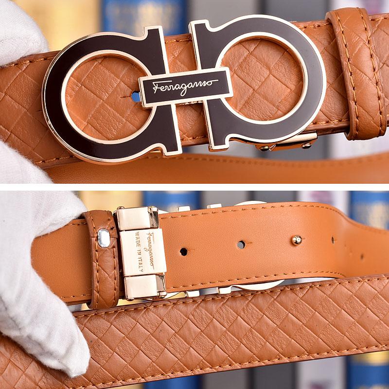 Salvatore Ferragamo Pánský opasek z hovězí kůže 3,3 cm Luxusní značkový designový opasek Oblek Džíny Formální Značka