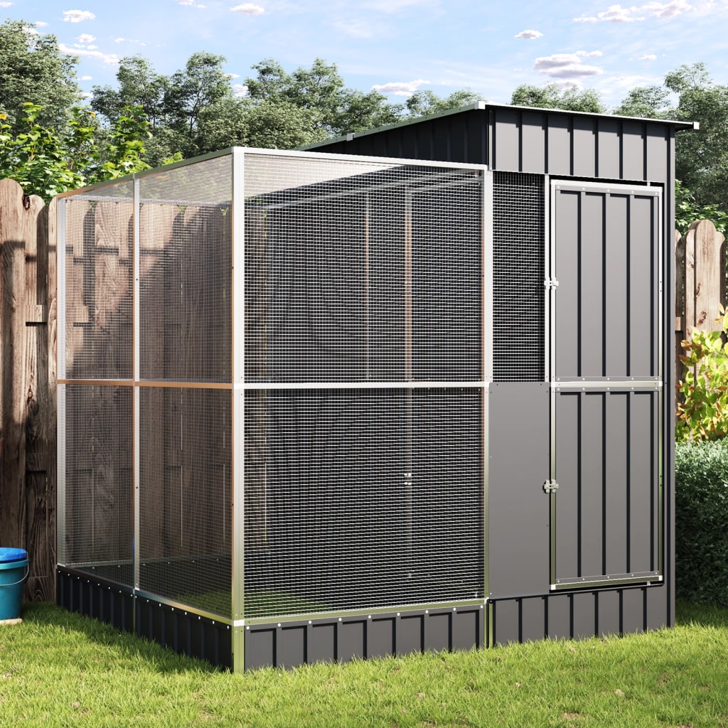 Vidaxl Aviary with Extension, Silver, 209X203X216 Cm, Steel