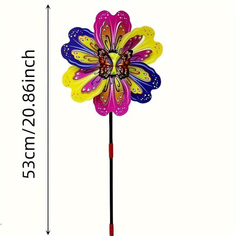Colorful 3D Butterfly Wind Spinner - 20.86in Plastic Windmill Toy for Outdoor Garden Party Decoration, No Battery Needed