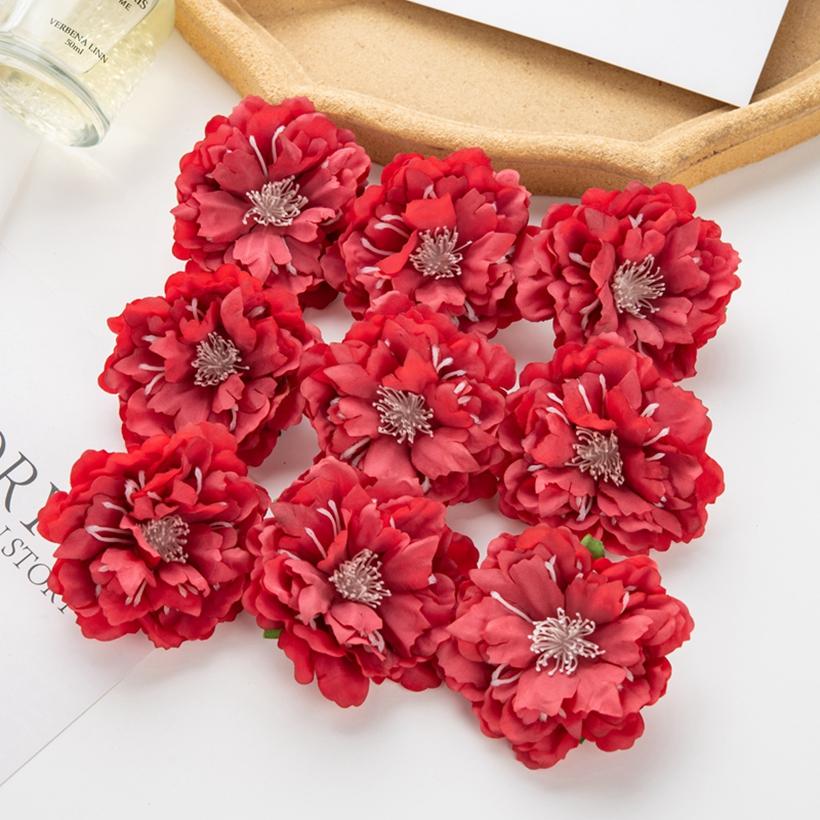 5/10 st Konstgjord Blomma Siden Pion Scrapbook Gör-det-själv Hem Vas Julkrans Bröllop Väggdekoration Trädgård Båge Tillbehör