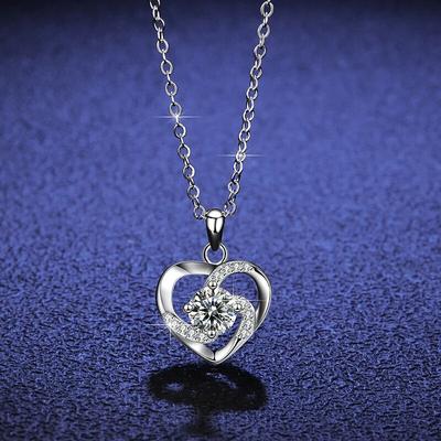 Nieuwe Real Moissanite Hart Hanger Ketting VVS1 D Kleur Pure S925 Sterling Zilveren Fijne Sieraden Cadeau voor Vrouwen