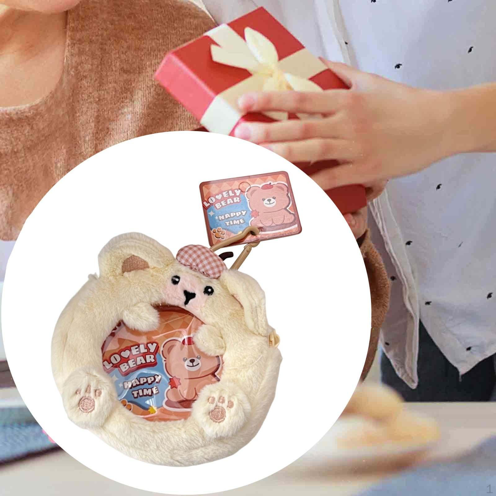 

Плюшевая кукла брелок рюкзак подвеска портативная сумка для хранения кошелек мелочь для женщин маленький кошелек бежевый