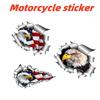 Motorcycle Sticker Personality Creativity Ripped Torn Metal Design with American Bald Eagle Us Flag Motif External Car Sticker
