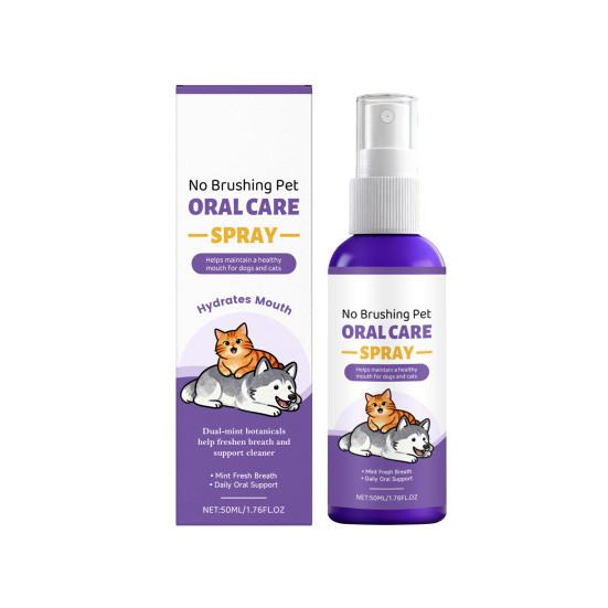 50ML Pet Oral Care Spray, No Brushing Teeth Cleaning Spray for Dogs & Cats, Pet Breath Freshener Plaque Tartar Removal Spray 50ML