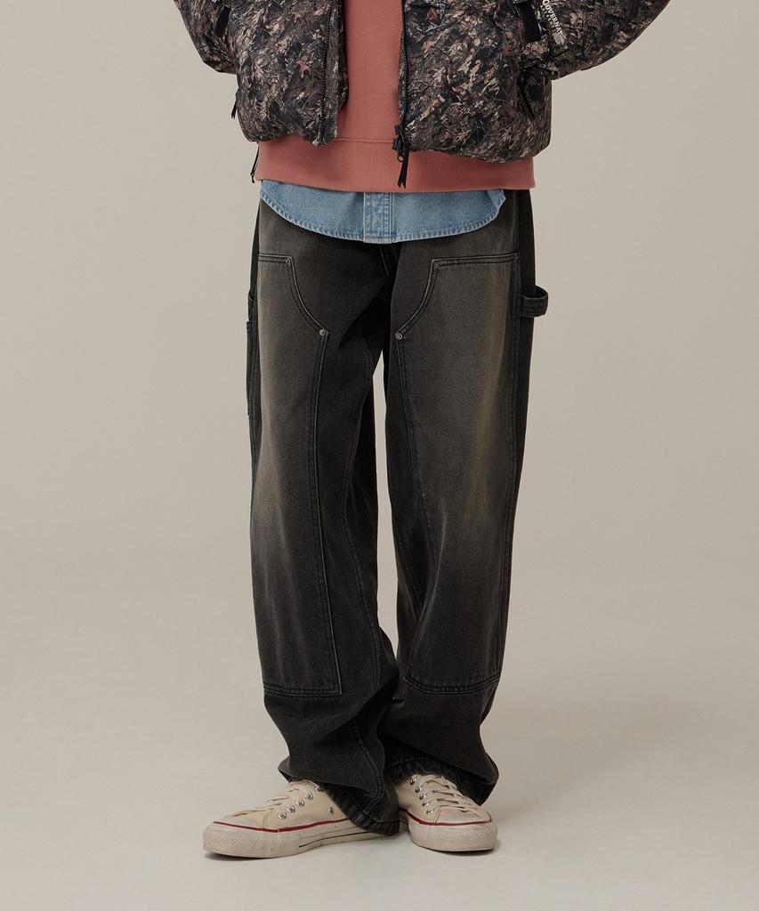 COVERNAT Semi-Wide Fit Carpenter Denim Pants Black