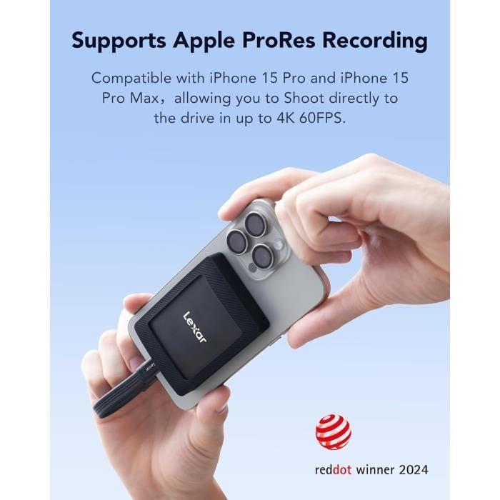 SSD Externe - LEXAR - SL500M - 4To - USB 3.2 Gen 2x2 - Ultra Fin - Portable