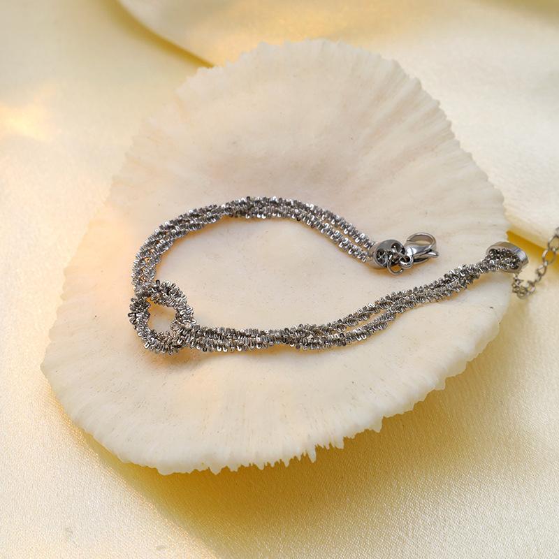 

Geometric Knot Bracelet Cross Design Titanium Gold Plated Trendy Fashion Accessory for Women Hypoallergenic Non-Tarnish Jewelry