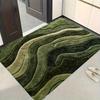 Wave Green Textured Carpet Vibrant Pattern,Machine Washable Absorbent Mat for Bathroom Living Room Bedroom Outdoor, Home Decor