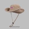 Japanese Retro Washed Cowboy Bucket Hats for Women Spring Summer Outdoor Camping Sun Protection Sweet Pink Love Fisherman Caps