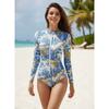 New European and American One-piece Swimsuit Multi-piece Set Conservative Seaside Vacation Multi-color Printed Long-sleeved Swimsuit