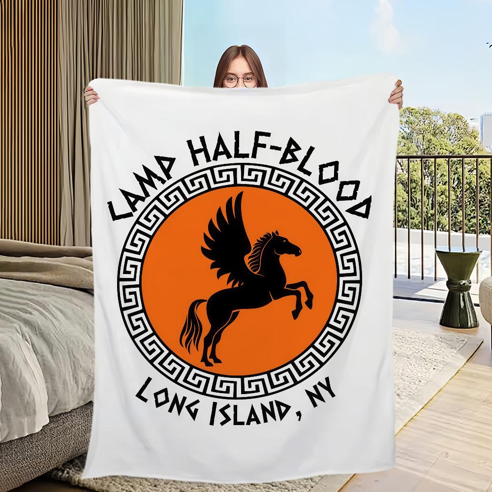 P-Percy J-Jackson Camp Half-Blood Blanket Flannel warm comfort soft plush blanket For Picnic Beds Sofas Homes And Bedrooms
