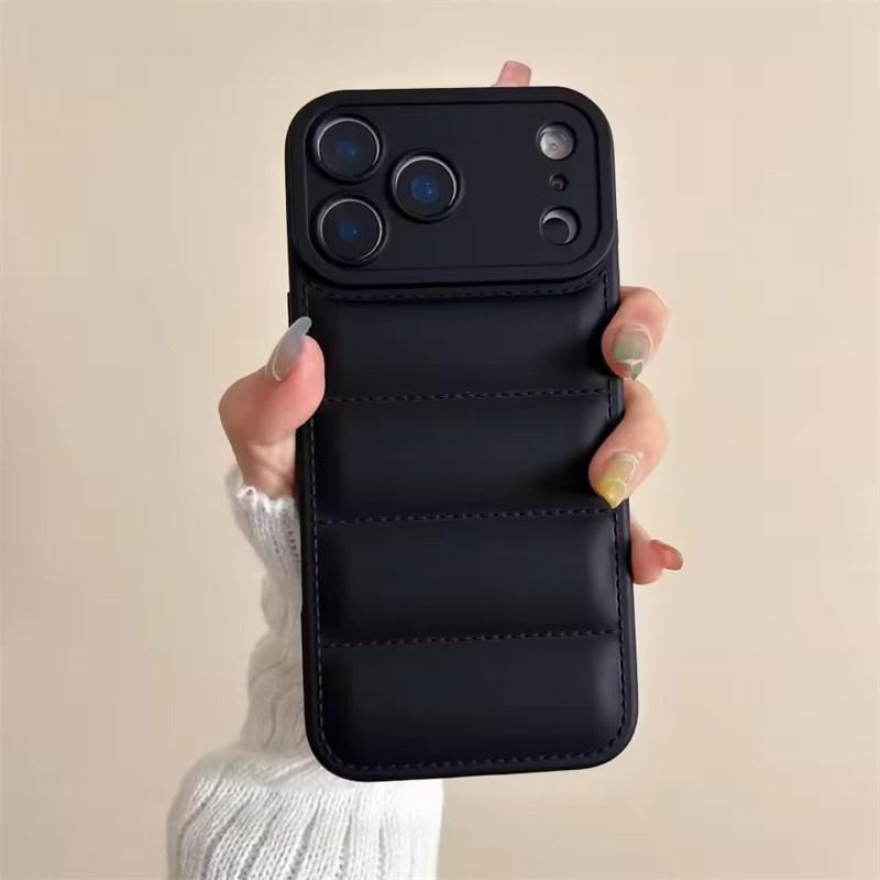 Luxury Down Jacket Silicone Shockproof Case For iPhone 17 Air 16 E 15 Plus 14 13 12 11 Pro Max Winter Colorful Soft Puffer Cover