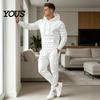 Solid Color Tracksuit Hoodie Pants Two Piece Set for Men, Sports Hooded Sweatshirt Men Active Wear & Drawstring Sweatpants, Fall Winter Casual