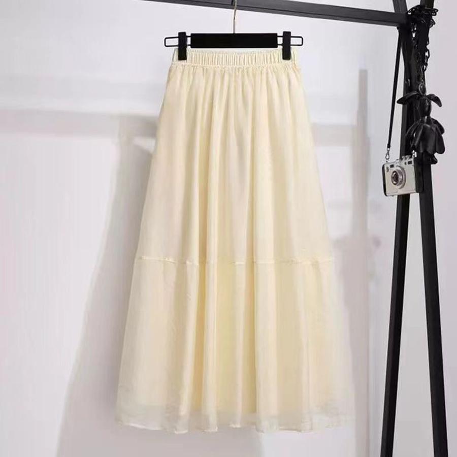 New Fairy Half-Skirt Summer High Waist Misty Cloud Chiffon Patchwork Cute Age-Reducing Half-Skirt