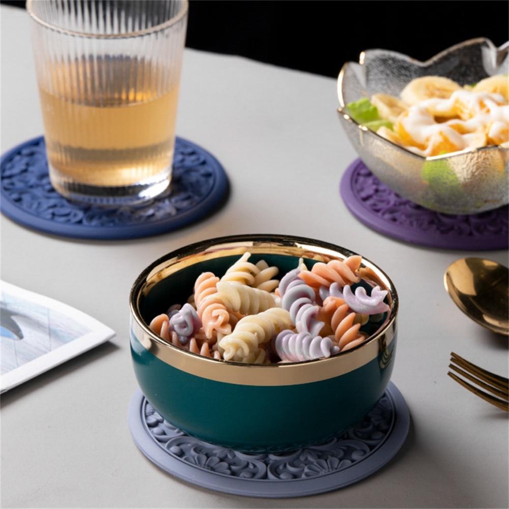 3Pcs Non-Slip Silicone Pot Pads Hot Pads Coaster Kitchen Table Mat Placemat For Home Wedding Birthday Party Decoration 20cm