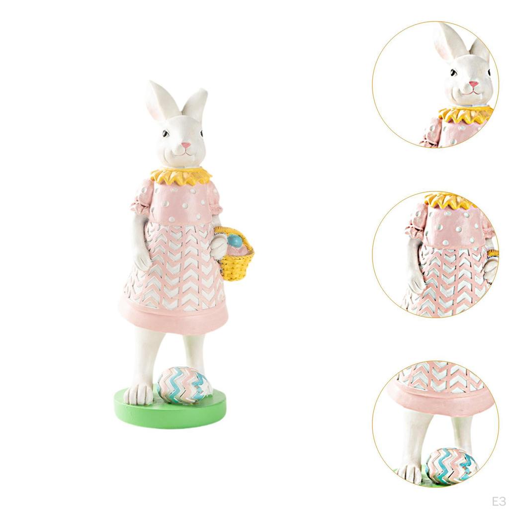 Easter Bunnies Statue Harz Sculpture Desktop Ornamental Organ Figure for The Entrance