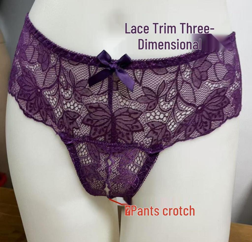 Crotchless Lace Panties: Sexy See-Through Lingerie In Purple, Pink, and Black