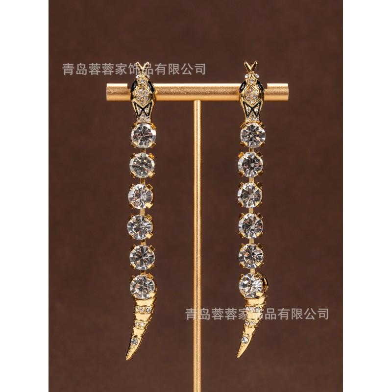 

Medieval Style Personalized Fashion Snake Shaped Long Earrings Necklace Exaggerated Jewelry Set