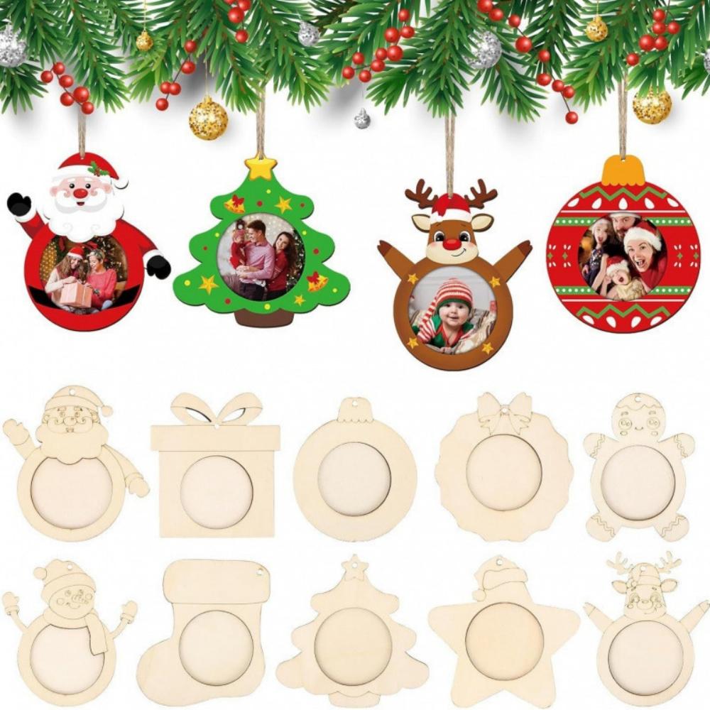 

Holiday Picture Frame High-Quality Christmas Tree Hanging Decor Diy Christmas Pendant Personalized Wooden Ornament Craft