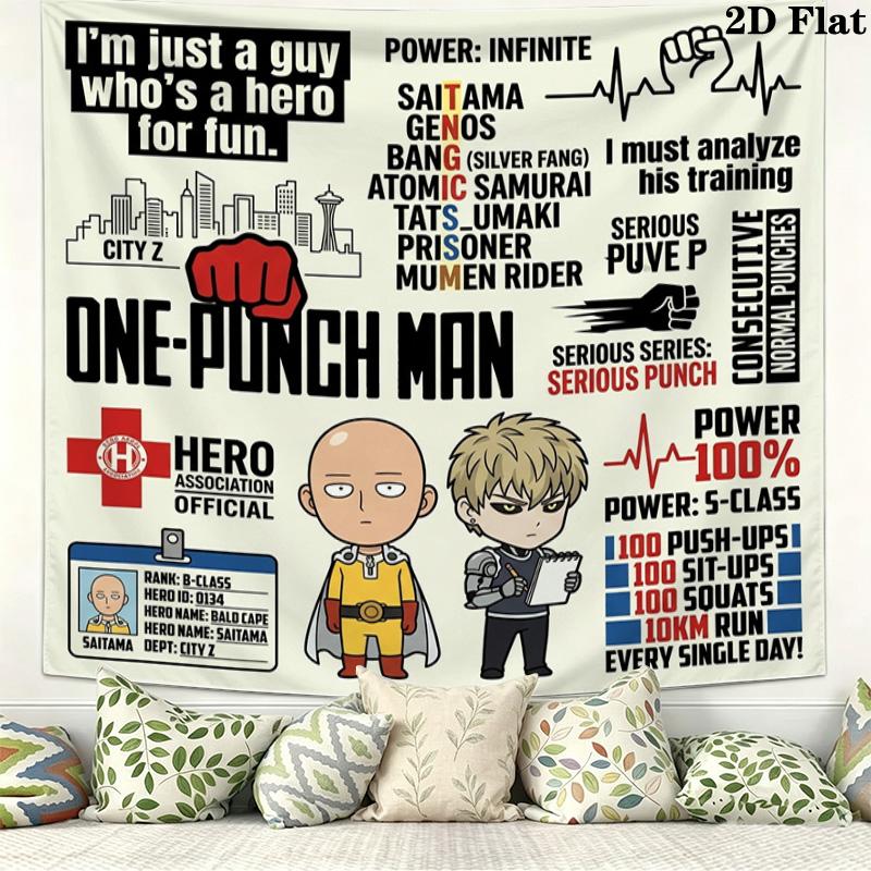 Onepunch Man Wall Tapestry Aesthetic Wall Hanging Printed Fabric Blanket Decorative Tapestries For Bedroom Living Room Home Decor