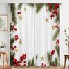 2pcs,2D plane printing Print Curtains Christmas Berry Pine Greenery Polyester (without rod) Decorations Outdoor Ldeal for