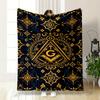 Geometric Golden Motifs with Floral Accents Against a Dark Background. for All Seasons Blanket Lunch Break Throw Gift