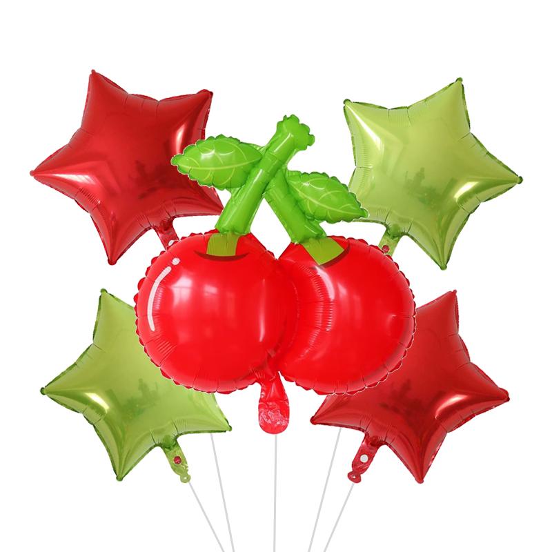 

5pcs Fruit Foil Helium Balloon 18 Watermelon Kiwi Strawberry Orange Pineapple Ball Summer Party Decoration Supplies Kids Toy as picture вишня