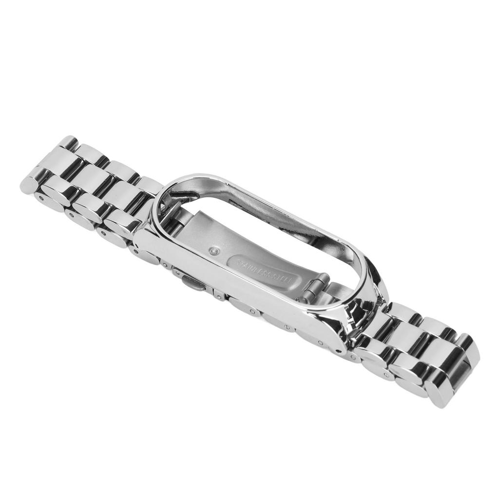 Smartwatch Wrist Band Strap Stainless Steel Anti Lost with Double Latch Folding Buckle for Mi Band 6Silver