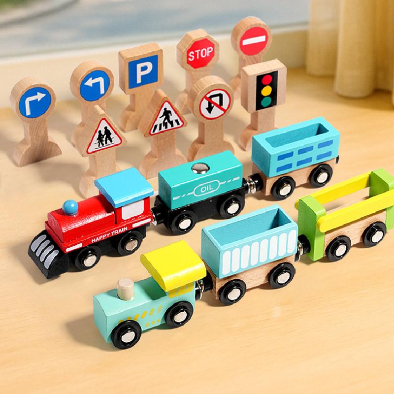 Wooden Toy Train Track Set With Diy Assembly For Kids Educational Play