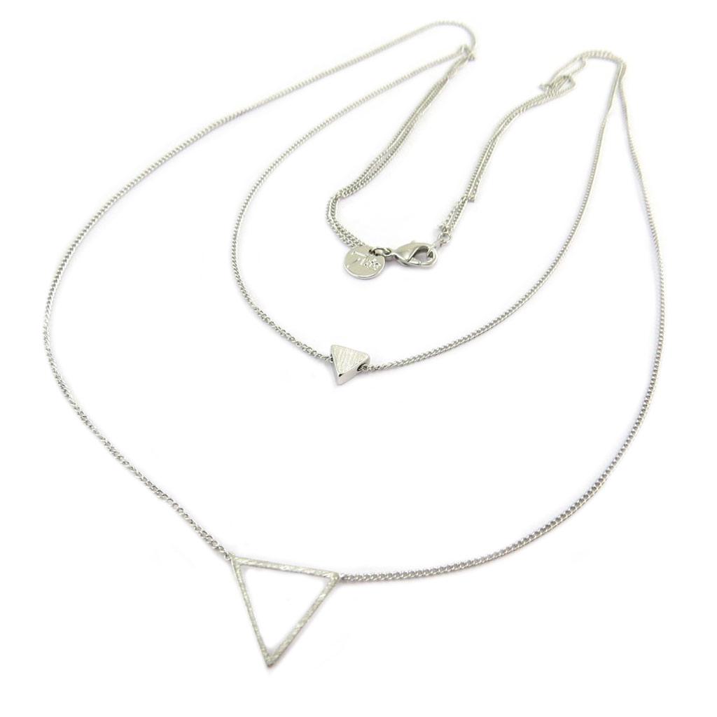 

7bis [P8328] - Серебряное колье ручной работы Клеопатра (треугольники) - 14 и 6 мм