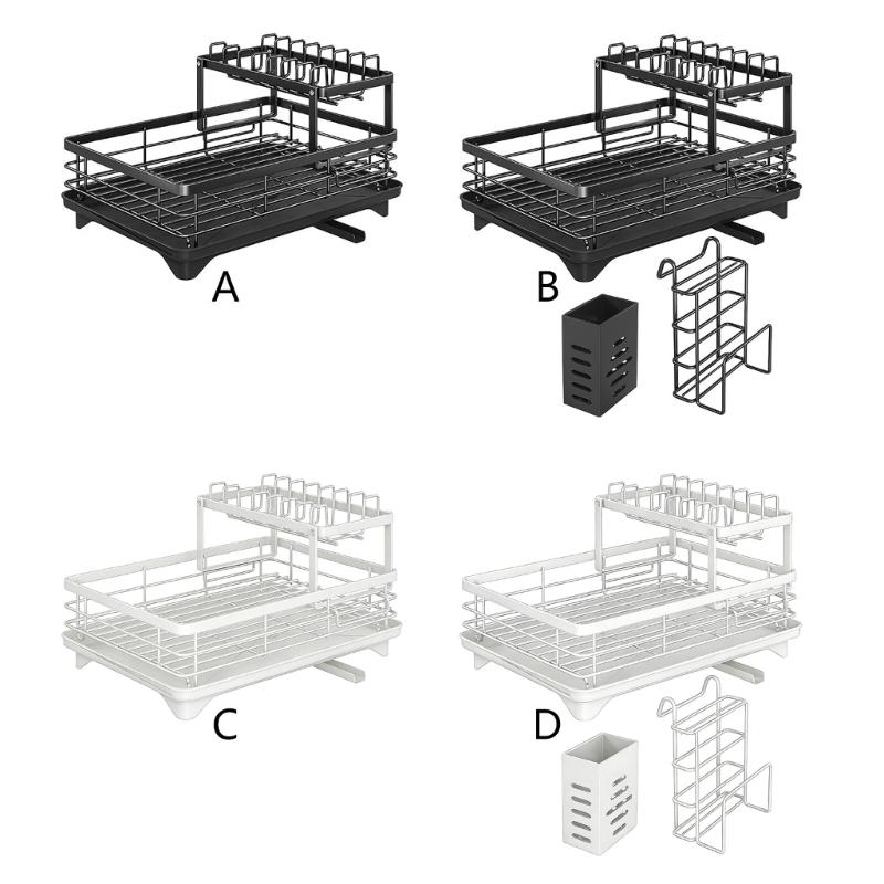 Corrosion Resistant Kitchen Dish Drainer With Center Drain Hole And Detachable Trays For Effective Dish Drying Rack