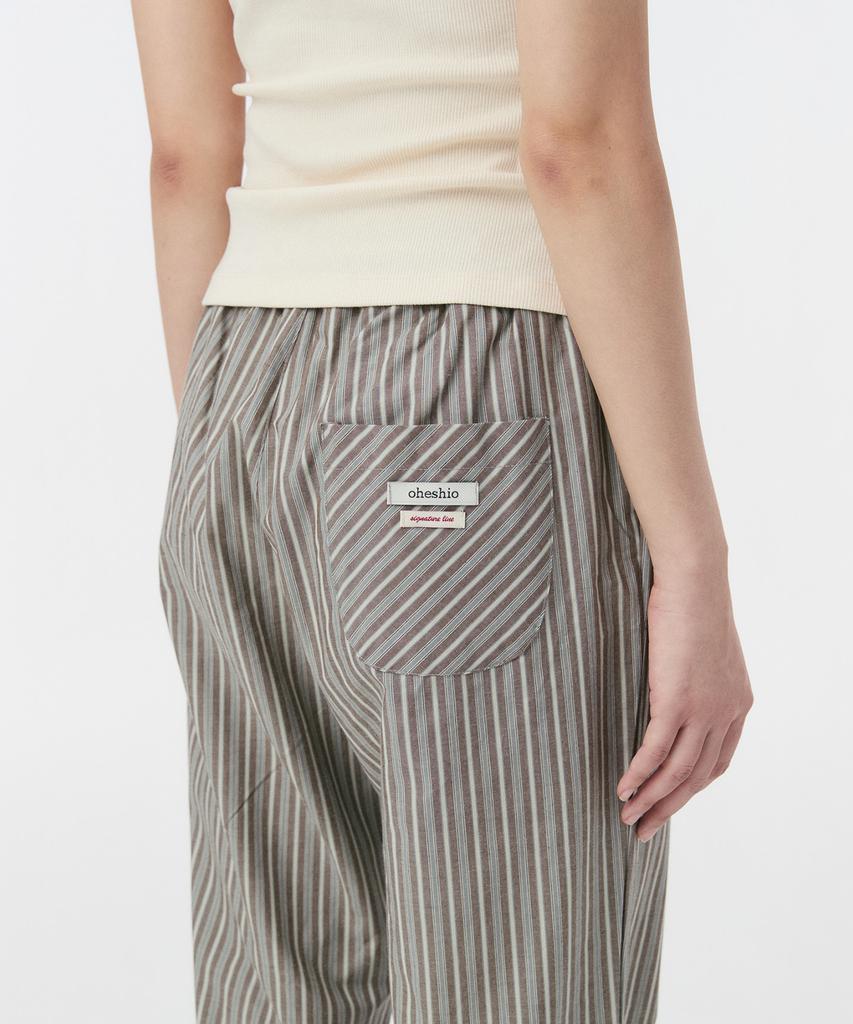 Ohesio Stripe Bootscut Banding Pants, Brown