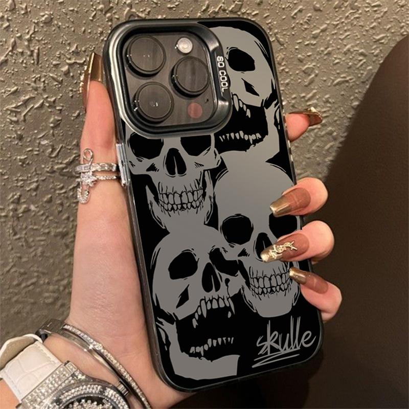 Four Spooky Skull Patterns Phone Case For iPhone 14 13 12 11 15 16 Pro XS Max 8 7 Plus X XR 12 Mini Plating Shockproof Cover