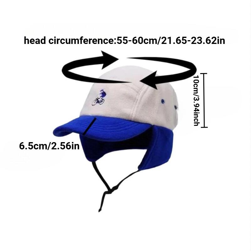 Color Block Baseball Cap with Ear Flaps, Winter Warm Thickened for Unisex Men Women, Ideal for Outdoor Activities Daily Wear