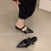 Sexy Pointed Toe Women Mules Slippers Slingback Sandals Designer Summer New Shoes 2025 Woman Flats Trend Dress Buckle Sandalias