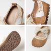 Kinder Weiche Sohle Leder Kleinkindschuhe Schnürband Schleife Verziert zum Hineinschlüpfen Ballerinas Bequem Flexible Sohle Schuhe für Mädchen