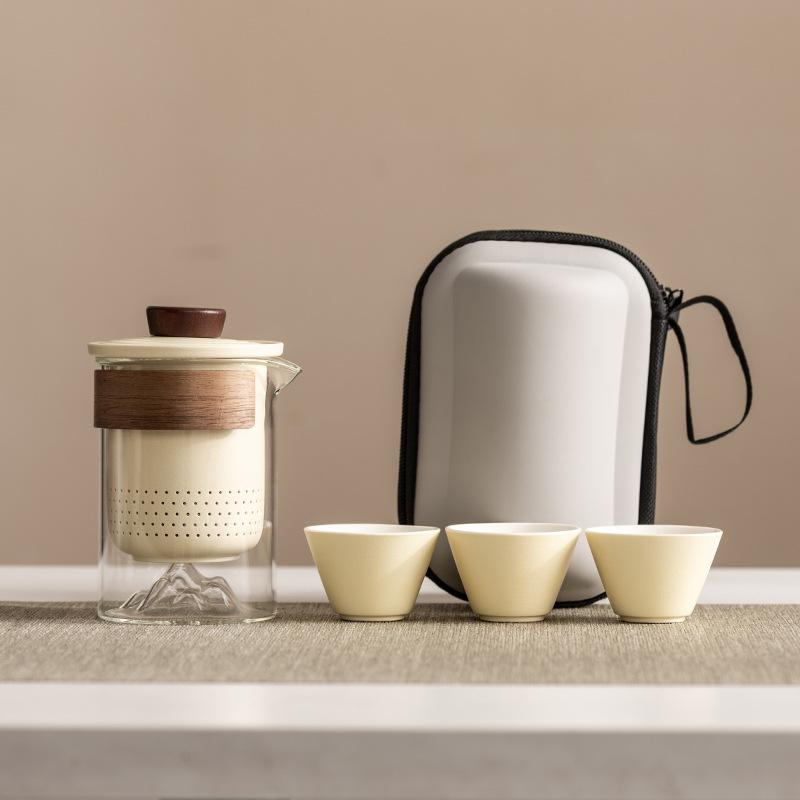 High-end travel tea set Portable anti-scalding hand grab glass teapot Kuaike cup Kung Fu souvenir business gift