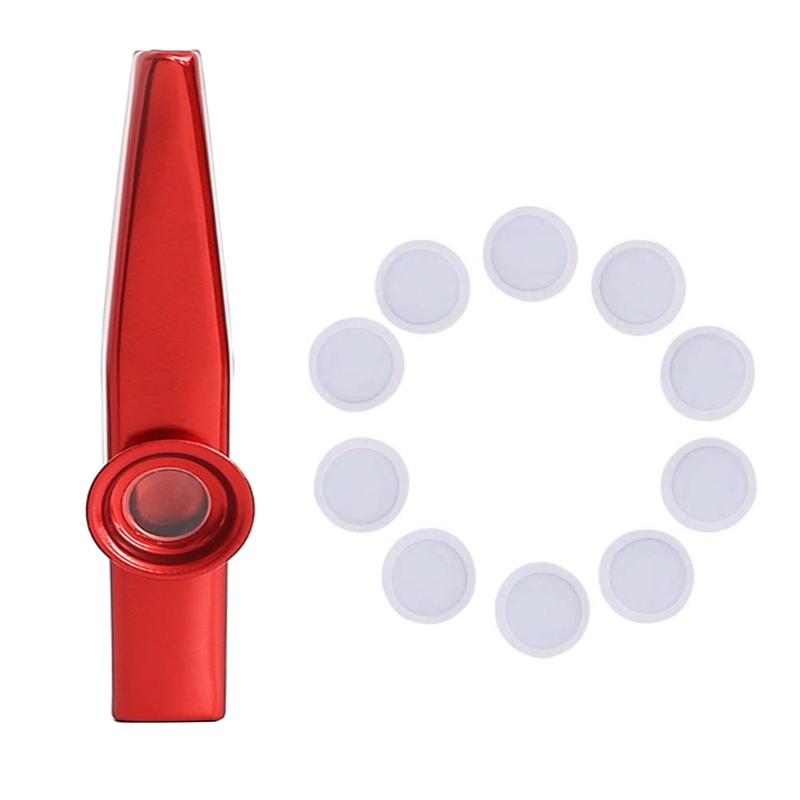 

Metal Kazoo with 10 Flute Membranes Mouth Kazoo Musical Instruments Good Companion for Ukuleles, Violin, Guitar,Piano червоний