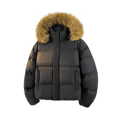 Hooded Cotton Jacket Men Women Thick Fur Collar Bread Coat Winter Short Parkas Outwear Cotton Jacket