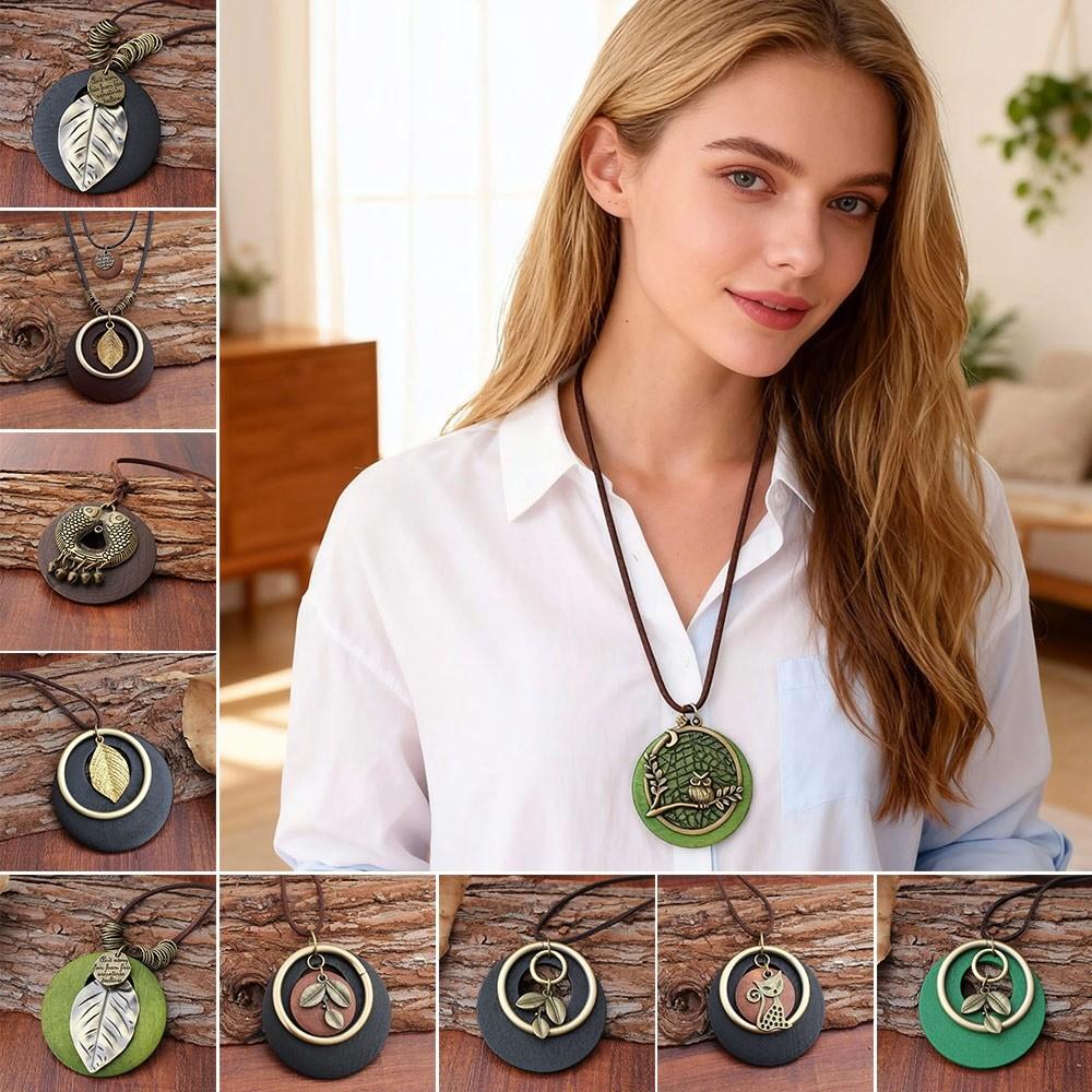 Leather Chain Sweater Chain Boho Sweater Necklace Vintage Clothing Pendant Gifts