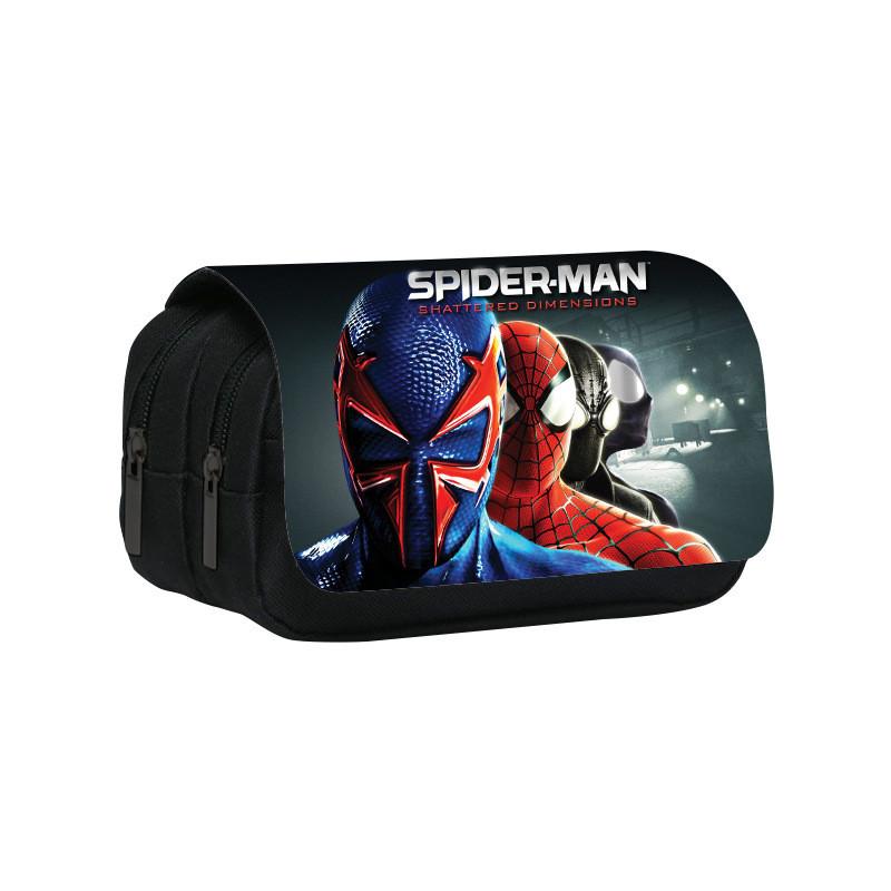 Spiderman Cartoon Style Nylon Pencil Organizer With Multiple Compartments For School Supplies