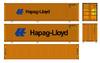 Model Icon HO Gauge 1/80 Marine Container Series 40ft High Cube Hapag-Lloyd (2-pack) 778B - Model Railway Supplies